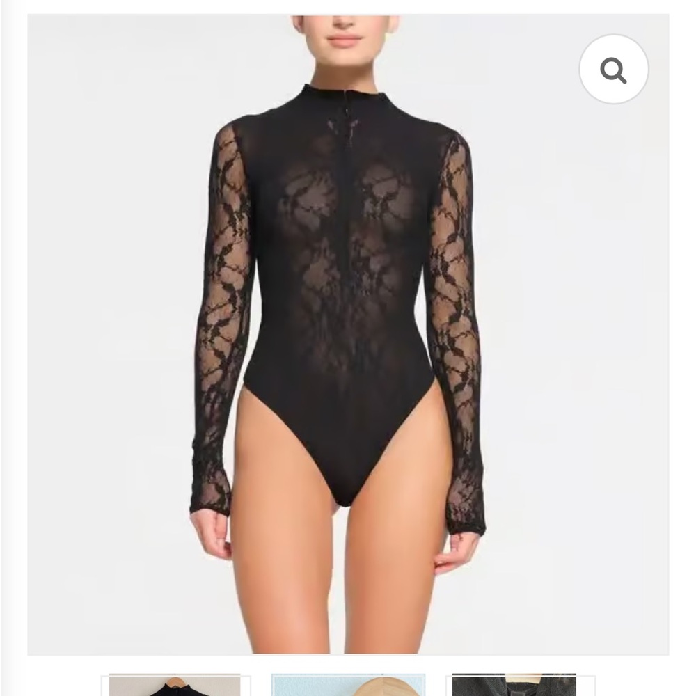 SKIMS Midnight Black Long Sleeve Bodysuit